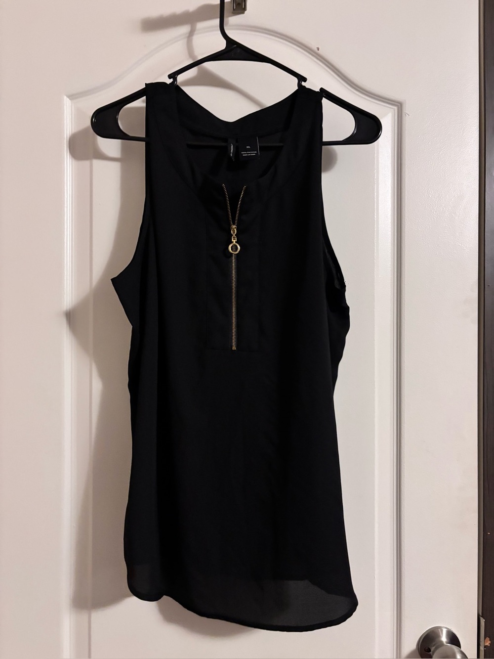 new directions Black Sleeveless Top with Gold Zip